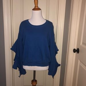 Free People Ruffle Sleeved Sweatshirt